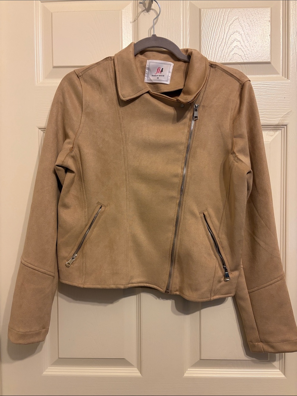 Fashion house Faux Suede Asymmetrical Zip Jacket